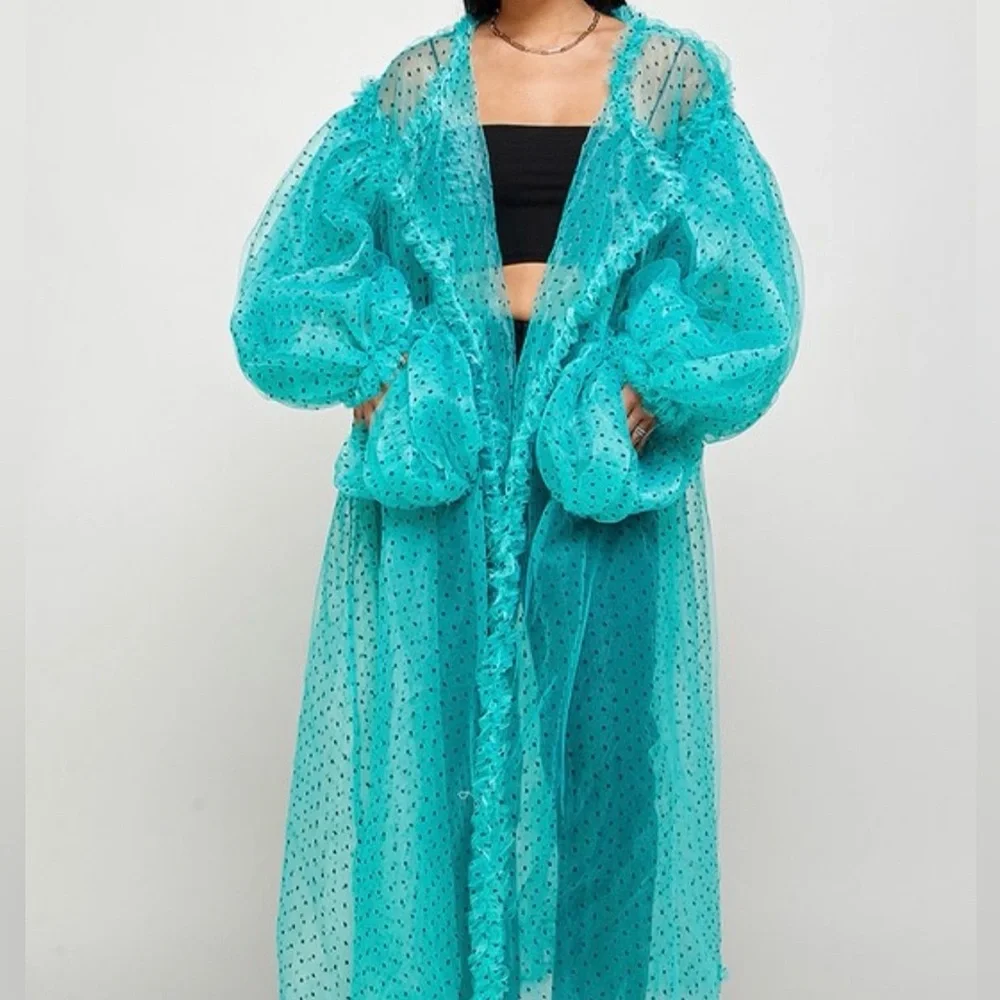 Elegant Sheer Blue Cape for Women - Picture 1 of 4
